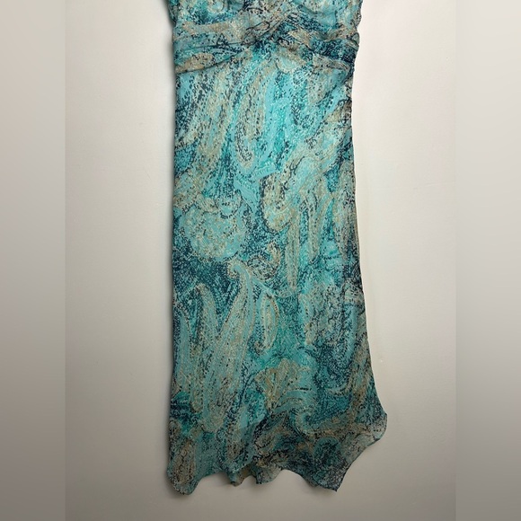 Sheri Marti VTG Y2K Paisley 10 Flare Hem Metallic Blue Empower waist Midi Dress - Picture 5 of 15